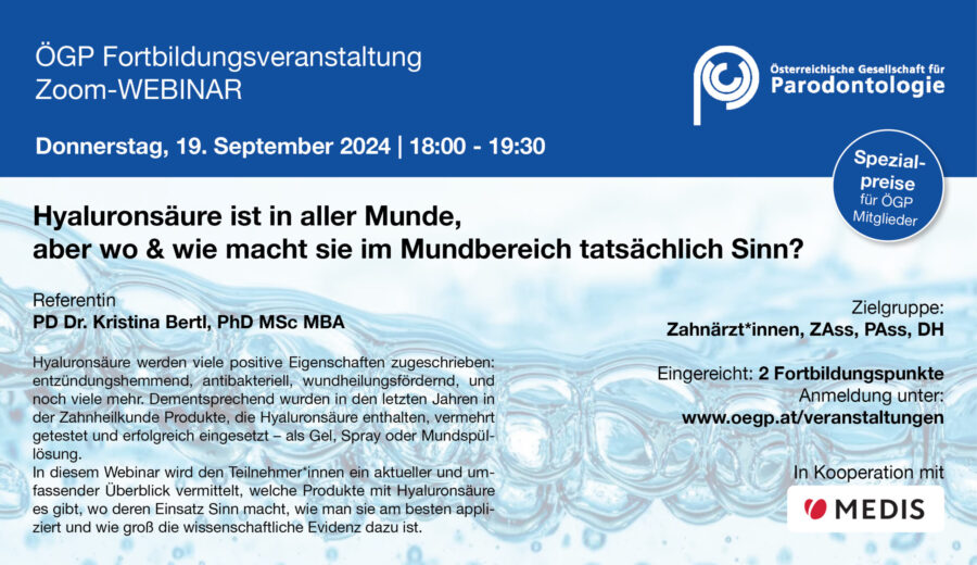 ÖGP Webinar – Hyaluronsäure ist in aller Munde | Donnerstag, 19.09.2024